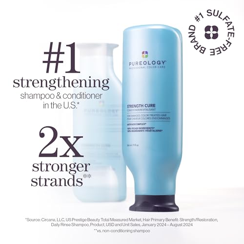 Pureology Strength Cure Conditioner for Damaged and Color-Treated Hair - Softens & Strengthens Hair, Sulfate Free & Veg