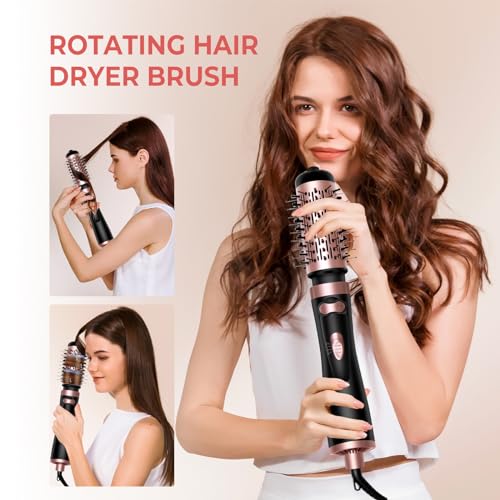 3-in-1 Rotating Round Hot Air Spin Brush Set with 2 Brushes for Volumizing & Styling (2" & 1.5") - Negative Ionic Hair